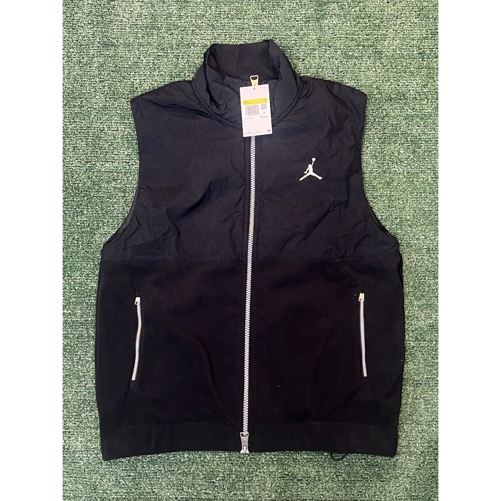 Nike Air Jordan Essentials Black Fleece Vest Mens Size Small FD8628-010